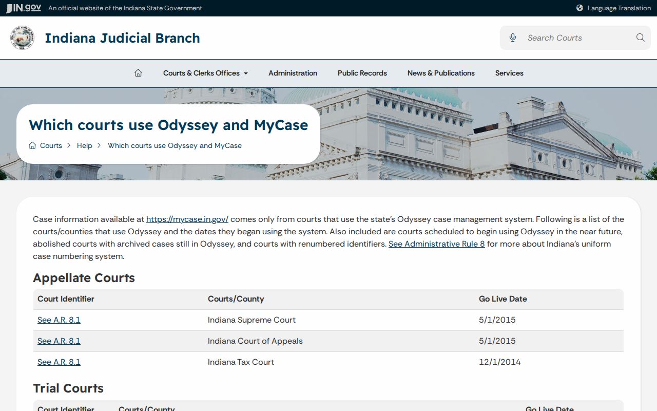 Scott County docket search Odyssey codes 72C01 and 72D01
