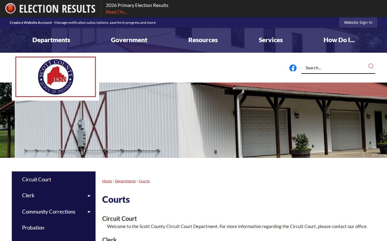 Scott County Indiana courts directory and contact information